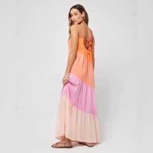 L*space Leona maxi NWT voluminous summer maxi dress with tiers orange and pink S